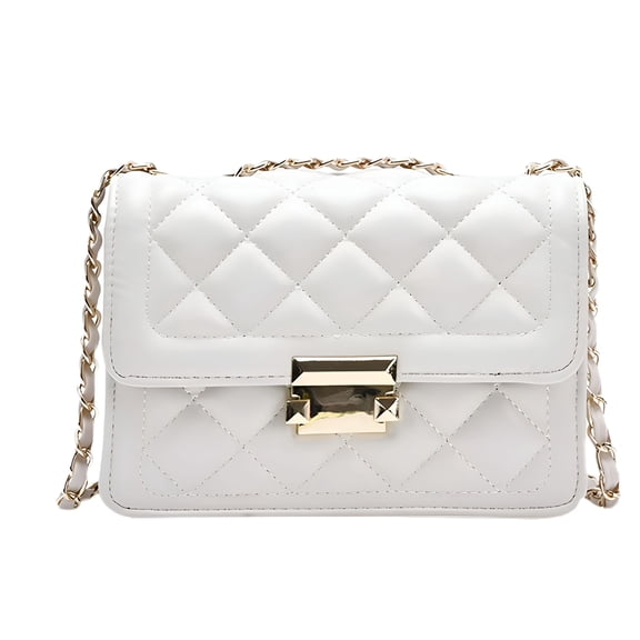 AOMRCOL Crossbody Bags for Women Small Handbags Pu Leather Shoulder Bag Ladies Purse Evening Bag Quilted Satchels with Chain Strap,White Shoulder Bag