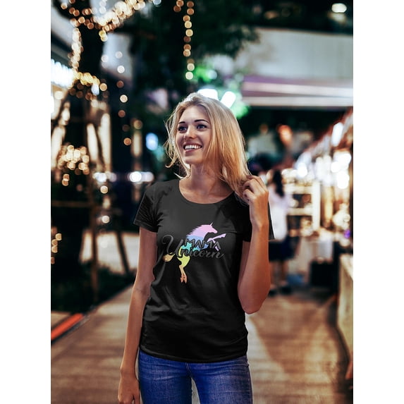 Mama Unicorn Quote Shaped T-Shirt Women -Image by Shutterstock, Female Small