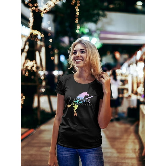 Mama Unicorn Quote Shaped T-Shirt Women -Image by Shutterstock, Female XX-Large