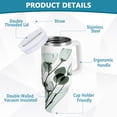 thumbnail image 4 of Ryvnso 30 oz Tumbler with Handle and Straw Insulated Stainless Steel Travel Mug with Lid Green Tulips Flowers, 4 of 9
