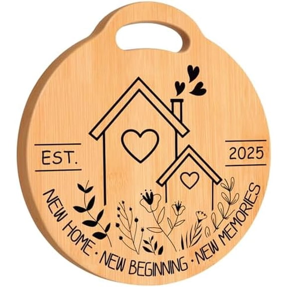 New Home Gifts, House Warming Gifts New Home-Engraved Bamboo Cutting Board, New Home Gifts for Couple, Friends”New Home New Beginning New Memories”, Gifts for New Home 2025
