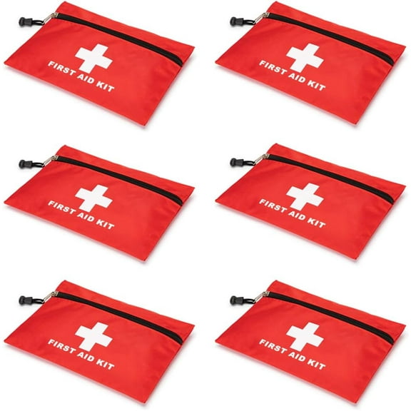 Red First Aid Bag Empty First Aid Kit Empty Waterproof First Aid Pouch Small Mini for First Aid Kits Pack Emergency Hiking Backpacking Camping Travel Car Cycling (Red, 7.9x5.5 6 Pack)