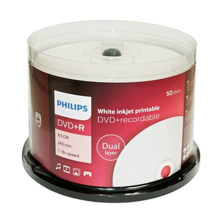 PHILIPS DVD+R8.5GB DUAL LAYER WHITE INKJET PRINTABLE SURFACE 8X SINGLE ...