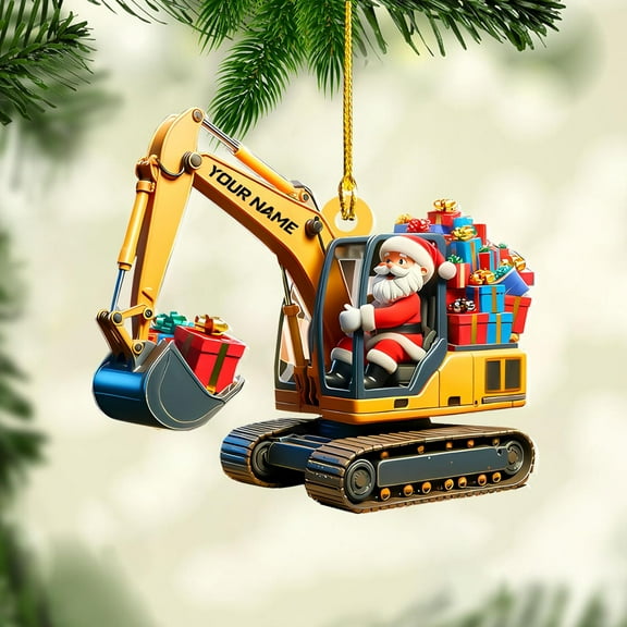 Personalized Construction Ornaments, Construction Ornament for Christmas Tree, Excavator Ornament, Excavator Christmas Ornament, Bulldozer Ornament Hanging Decoration for Xmas (Construction8) - 3032