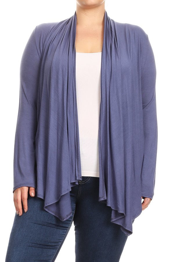 Women's Plus Size Casual Drape Open Front Cardigan Long Sleeve Made in ...