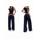 thumbnail image 3 of Conjuntos de Dos Piezas para Mujer, Top Corto Informal de un Solo Hombro, Pantalones Anchos y Conjuntos Y2K A Juego. Azul Marino M, 3 of 7