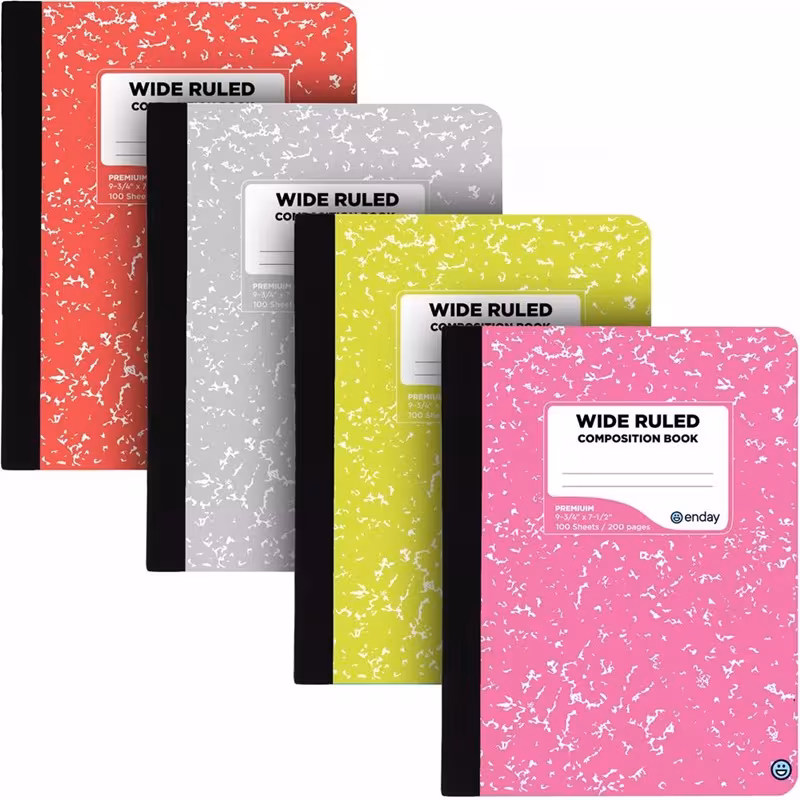 Multicolor, variant on Enday Composition Notebooks Wide Ruled Paper, Colored Marble Composition Notebook Covers, 100 Sheets (200 pages) Composition Books, Marble Notebooks Wide Ruled For School