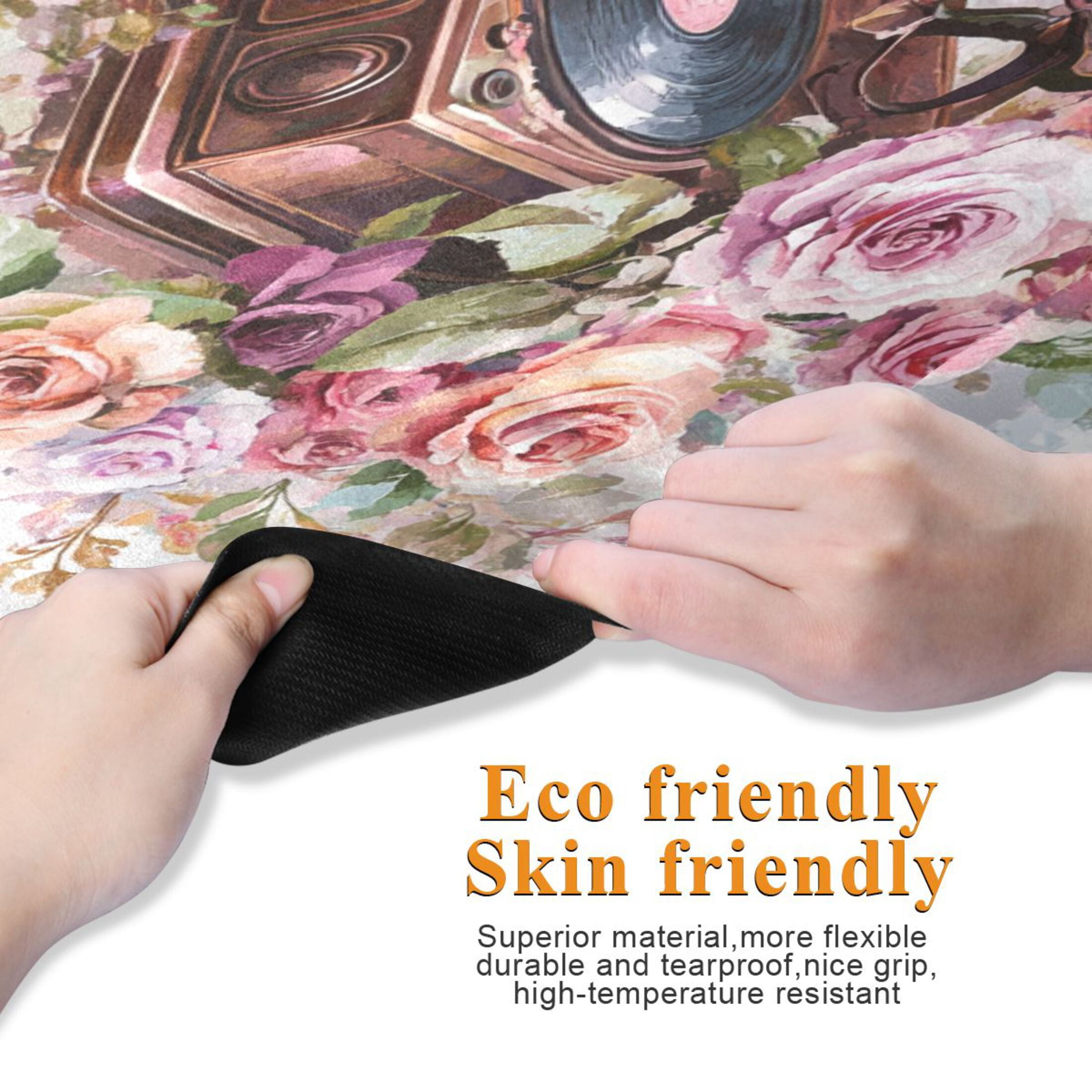 BZSMCE Yoga Mat Women Gramophone with Floral Design Fitness Mat