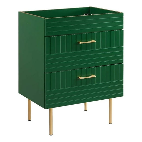 Saltoro Sherpi Daybreak 24" Bathroom Vanity Cabinet, Green, Modern Design, Full-Extension Drawers