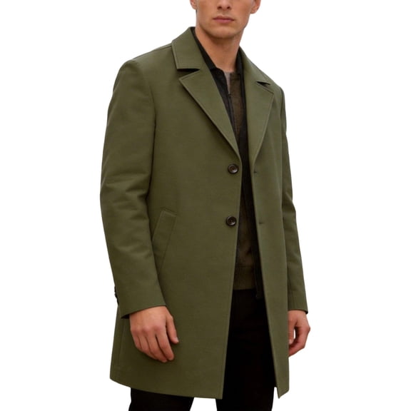 Timoontee Men's Solid Medium Long Casual Coat Coat Long Sleeve Lapel Collar Pocket Coat Green XXXL