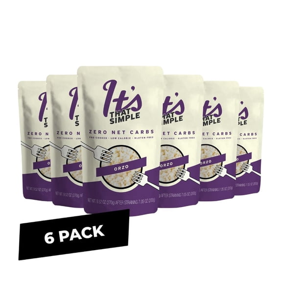 It’s That Simple Orzo Pasta – Low Carb, Gluten Free Rice, Vegan Shirataki Rice, Non-GMO & Only 4.5 Calories per Serving (6 packs)