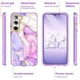 thumbnail image 4 of Petocase Compatible with Samsung Galaxy S23 Plus 5G Case,[2 Tempered Glass Screen Protector + 2 Camera Lens Protector ] Marble Pattern Slim Rugged Shockproof Phone Cover,White Purple, 4 of 7