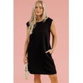 thumbnail image 6 of Women's Black Textured Cap Sleeve Shift Mini Dress - Effortlessly Chic | [ZhiHiMeRi] | (US 12-14)L, 6 of 12