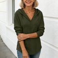 thumbnail image 6 of Sheghy Cute Hoodies 100% Cotton Women Casual Fashion Long-sleeved Solid Color Hooded V-Neck Top Army Green XXL, 6 of 8