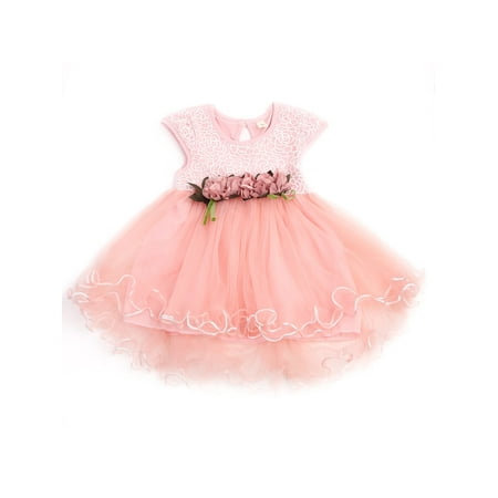 

Ma&Baby Kids Baby Girls Lace TuTu Dress Short Sleeve Flower Ruffle Hem Dress Wedding Princess Party Dress