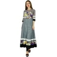 thumbnail image 6 of Bimba Women Long Flaired Anarkali Kurti Gray Party Kurta Sheer Sleeve Blouse, 6 of 7