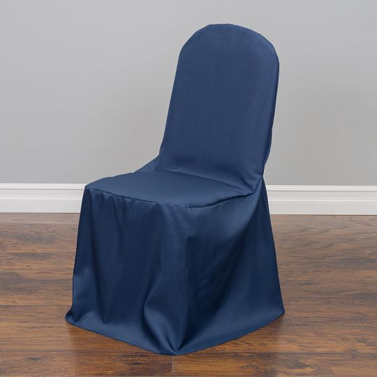 10pk Polyester Banquet Chair Cover Navy, Navy And White Chair Covers