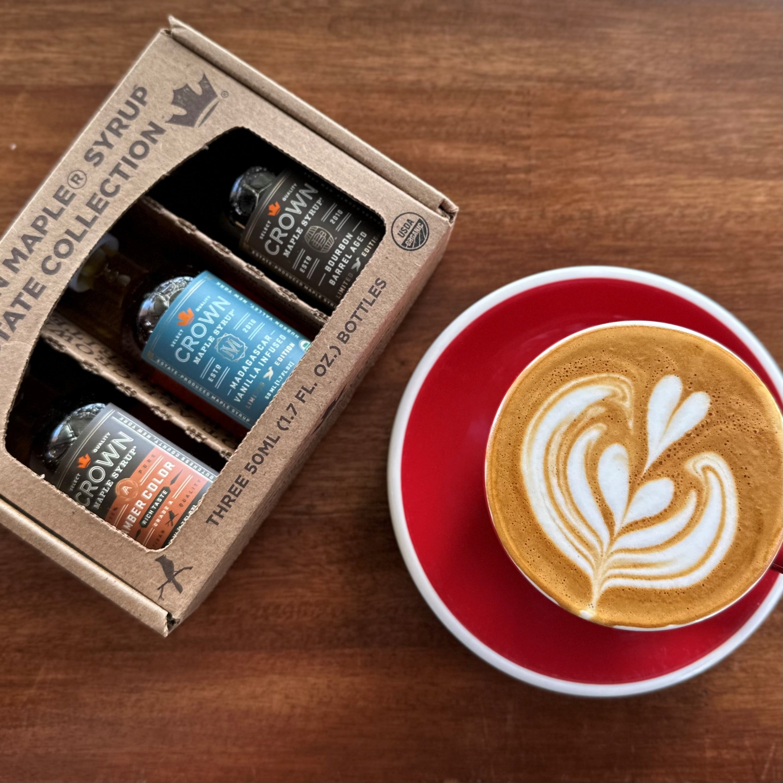 Crown Maple Organic Maple Syrup with Three 1.7 fl oz Bottles: Amber 100%Pure, Bourbon & Vanilla