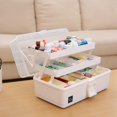 thumbnail image 2 of Creahaus - Caja de almacenamiento organizadora de manualidades de 13 pulgadas con 3 capas, caja de herramientas de pl&aacute;stico multifuncional con asa para costura, maquillaje, medicina, u&, 2 of 6