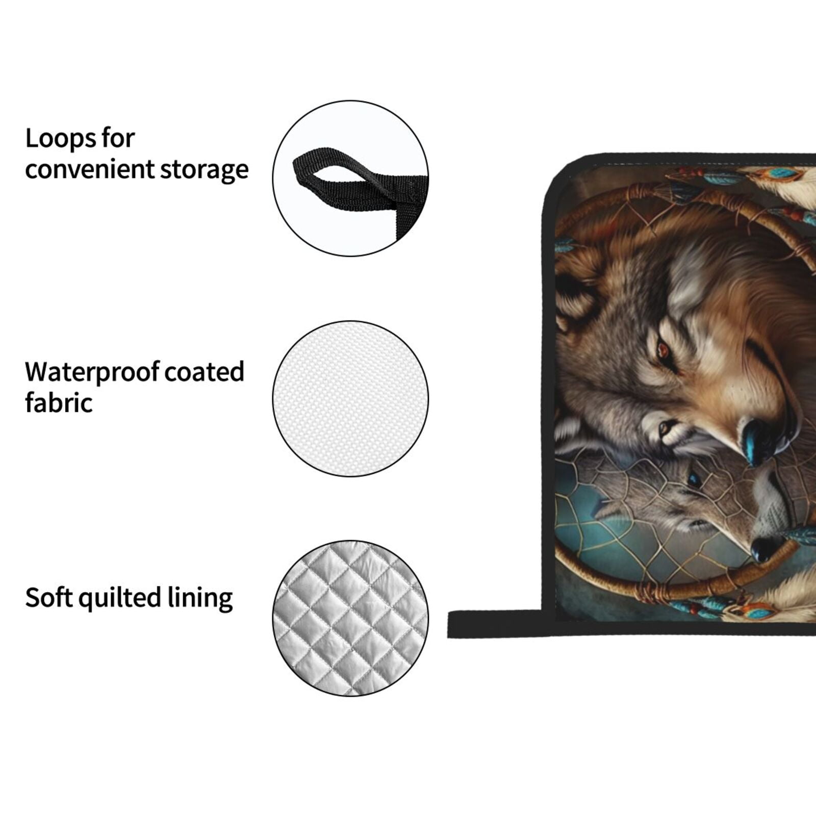Wolf Indian Dream Feather 4Pcs Oven Mitts and Pot Holders Sets Oven Kitchen Gloves Hot Pads for Cooking BBQ Baking Grilling