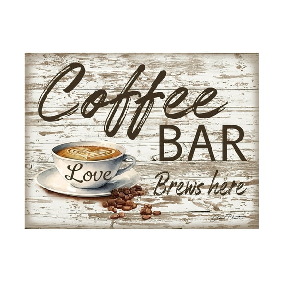 Canvas Wall Art - Jean Plout 'Shiplap Coffee Sign 2' Wall Art for Living Room, Bedroom, or Office DÃ©cor by Trademark Fine Art - 32 x 24 Inches