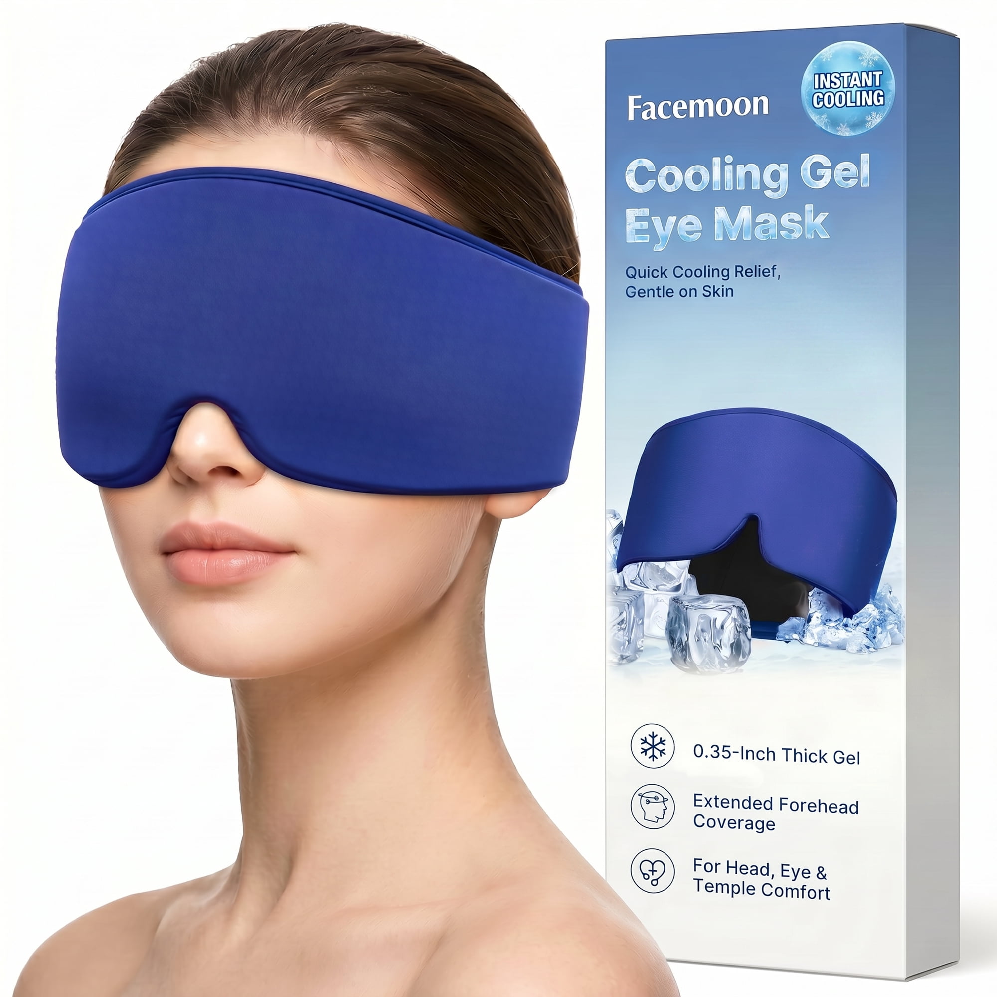 Cooling Gel Eye Mask, Cold Compress Ice Pack for Puffy Eyes, Reusable Weighted Sleep Mask for Dark Circles, Migraine Headache Relief, Eye Strain, After Surgery Eye Care