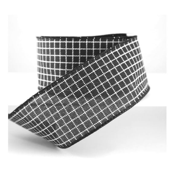 Wired Savoy Black and White Checked Ribbon 2 1/2" - 10 Yards