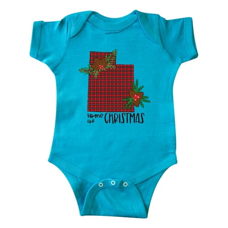 

Inktastic Home for Christmas Utah in Plaid with Holly Gift Baby Boy or Baby Girl Bodysuit
