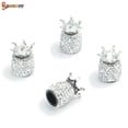 thumbnail image 2 of Spencer 4 Pack Rhinestone Crown Valve Stem Caps Handmade Crystal Universal Tire Valve Dust Caps Bling Car Accessories with 1PC Ring Emblem Sticker for Auto Ornamen "Silver", 2 of 9