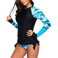 thumbnail image 3 of Maillot de Bain Tankini à Manches Longues pour Femmes avec Nœuds Latéraux Imprimé Color Block S-TTTG, 3 of 4