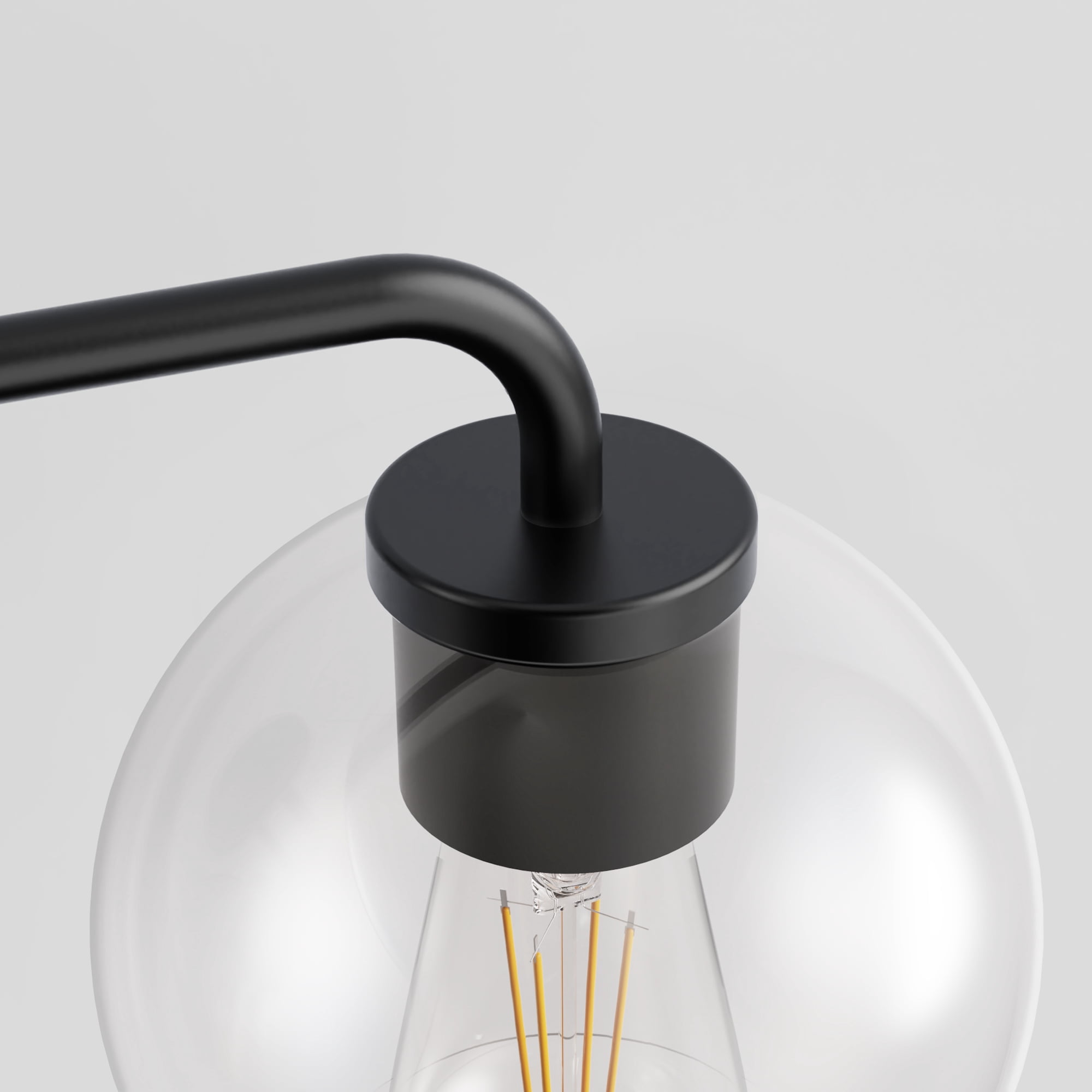 YANSUN 22.7 in 3 Light Vintage Industrial Triple Globe Vanity Light, Matte Black  Wall Sconce with Glass Shades for Bathroom Mirror, Makeup Vanity