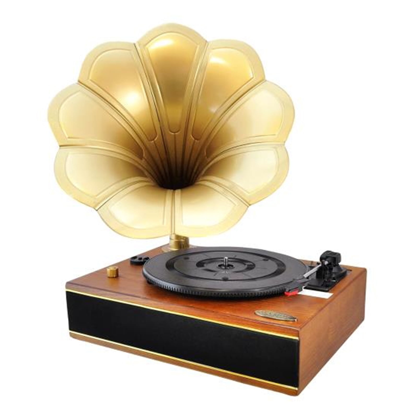 Vintage Classic Style BT Turntable Gramophone Phonograph Vinyl Record  Player with Vinyl-to-MP3 Recording