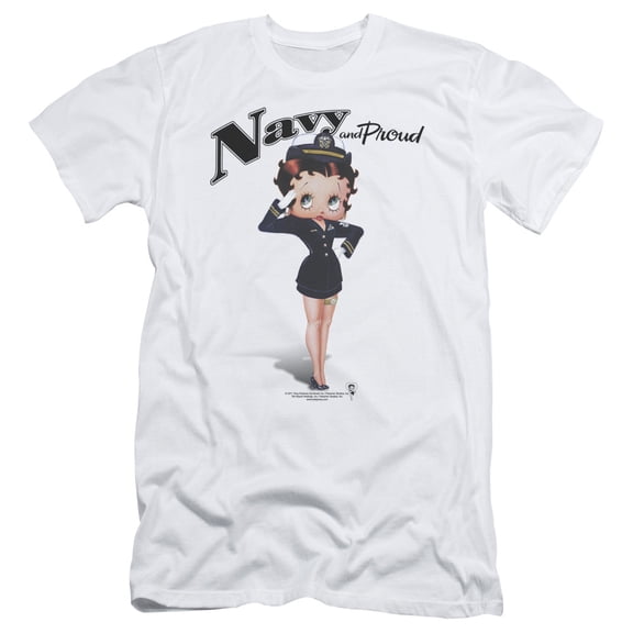 Betty Boop Navy Boop S/S Adult 30/1 T-Shirt White