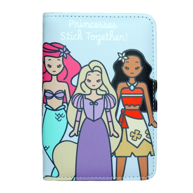 Porta Pasaporte Ful Princesas Ariel Moana Rapunzel, Portatil Azul