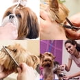thumbnail image 5 of Tijeras de peluquería para perros, kit de peluquería canina de acero inoxidable con puntas redondas de seguridad, que incluyen tijeras de adelgazamiento, tijeras curvas, tijeras rectas, peine de aseo, morado ER, 5 of 5