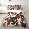 thumbnail image 2 of Feelyou Brown Cow Print Bedding Comforter Set 7-Piece, Rustic Farmhouse King Bedding Sets, Square Patchwork Bed Sheets, Super Cozy Bedroom Decorative, 2 of 7