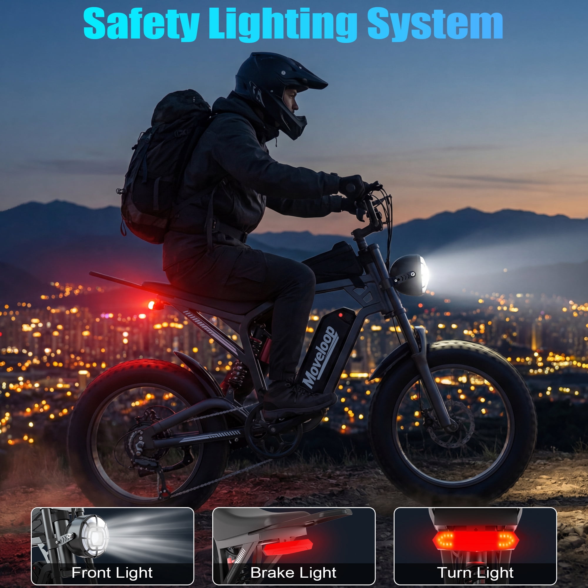 Moveloop Electric Bike, 20"x4.0" Fat Tire Ebikes for Adults, 1500W Peak 31 MPH Electric Mountain Bike, 48V 15.6 AH Battery, 7-Speed, UL 2849