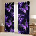 thumbnail image 2 of Feelyou Bling Purple Butterfly Curtains Pack of 2 (42x84 Each), Psychedelic Stars Cloud Curtains Blackout, Modern Fashion Style Bedroom Curtains, Blackout Curtains Room Decor, 2 of 6