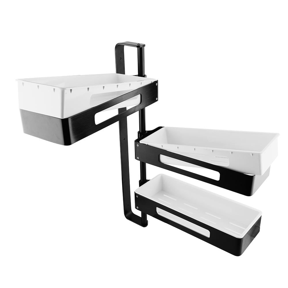 HERCHR Wall Rack, 3 Tier Multi Function Aluminum Rotating Bathroom Kitchen Corner Shelves