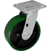CasterHQ- Medium Duty 6"X 2" Green Polyurethane ON Iron Wheel - Swivel Caster - 1,200 LBS Capacity