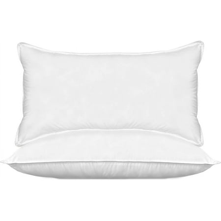 Elegant Comfort 100% Cotton Shell Solid Hotel Pillows Super Plush Bed Pillows for Side Back & Stomach Sleepers Cooling Gel-Infused Filling 2-PACK King Pillow Set