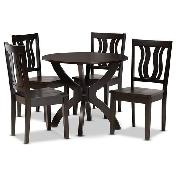 Bowery HillTransitional Dark Brown Finished Wood 5-Piece Dining Set