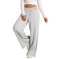 thumbnail image 4 of Womens Oversized Wide Leg Sweatpants - Elastic Drawstring, Low Waist - Polyester, Lightweight - Pockets, Ruffle Hem - Casual/Work/Yoga, All Seasons, 4 of 8