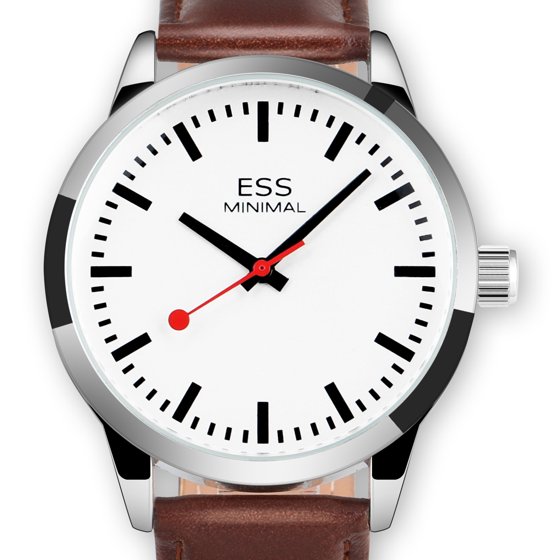 ESS ESS Minimal Mechanical Movement Watch Silver Brown ESS ESS Minimal Mechanical Movement Watch Silver Brown