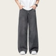 thumbnail image 4 of UACY Boys Baggy Jeans Teen Y2K Straight Wide Leg Denim Pants Vintage Casual High Waisted Loose Trousers (Black, 14-15 Years), 4 of 4