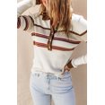 thumbnail image 4 of Redhotype Elegant Stripe Henley Sweater - White Knit Essential, 4 of 8