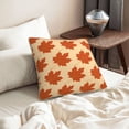 thumbnail image 6 of Velvet Decorative Throw Pillow Covers Set of 2, Soft Square Cushion Cover with Invisible Zipper Orange Maple Leaf Leaves Printing, 16"x16", 6 of 7
