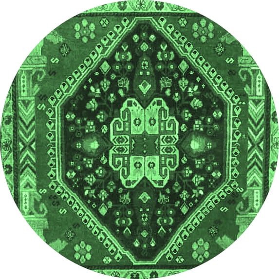 Ahgly Company Indoor Round Persian Emerald Green Traditional Area Rugs, 8' Round