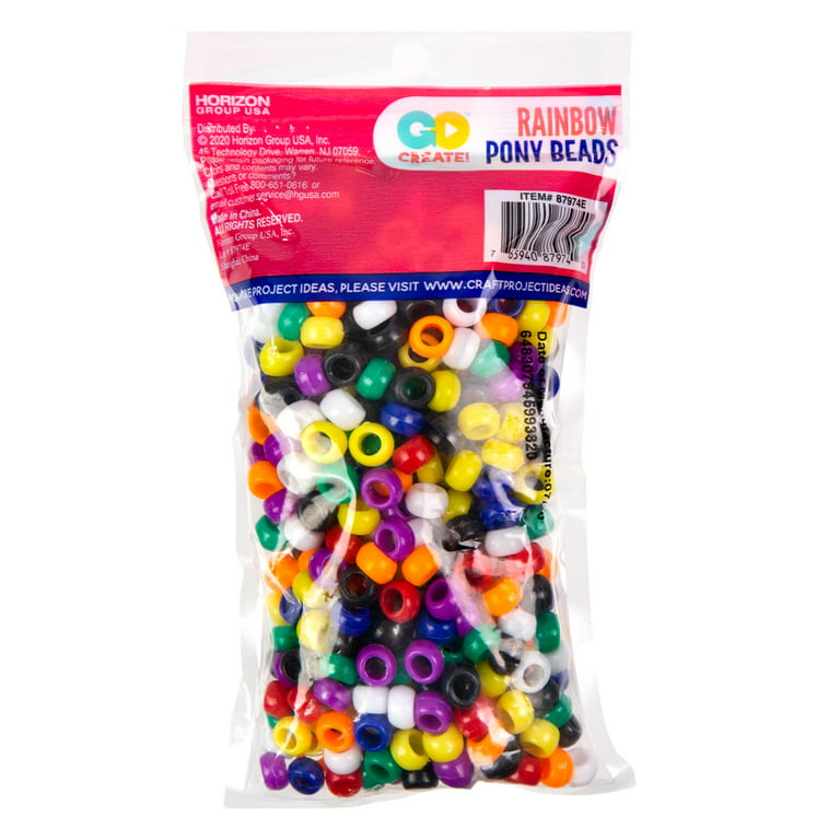 Go Create Rainbow Pony Plastic Beads, 500-Pack 