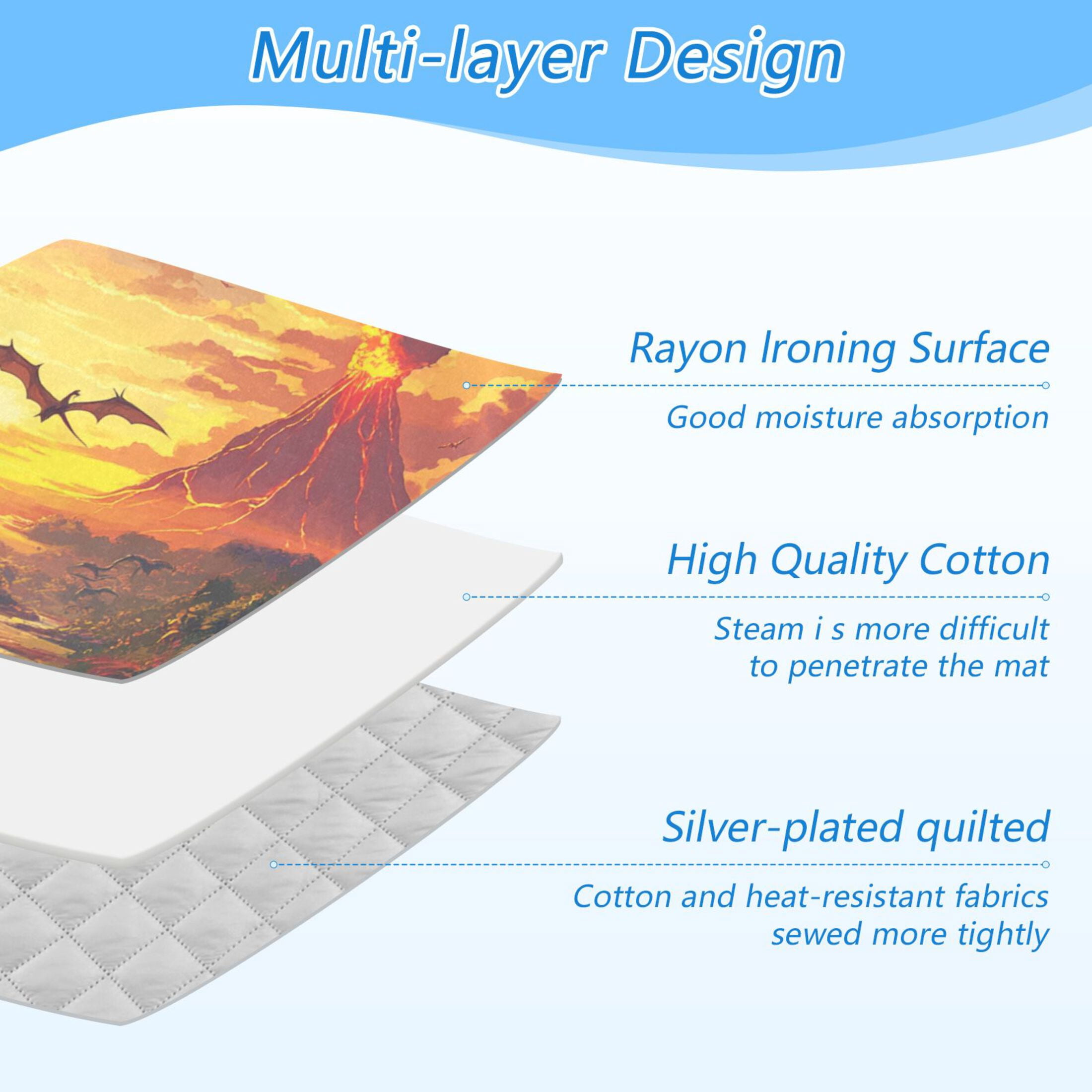 Dinosaurs Volcanic Eruption Ironing Mat Blanket Portable Travel Ironing Pad Heat Resistant Pad 47.2" x 27.6”